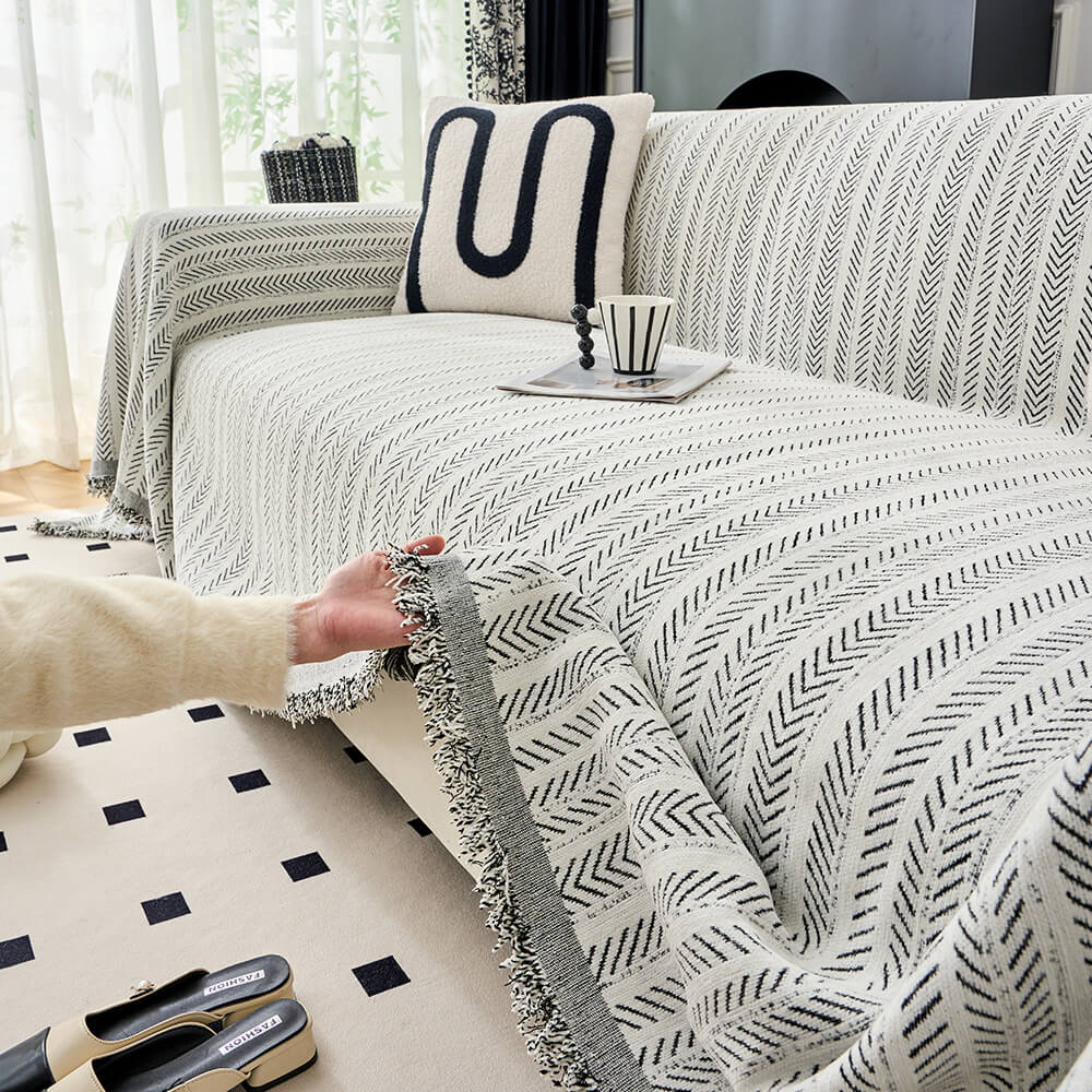 Elegante Fischgrät-Chenille-Textur Decke für Sofa