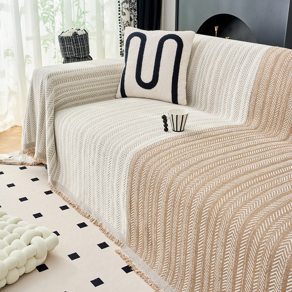 Elegante Fischgrät-Chenille-Textur Decke für Sofa