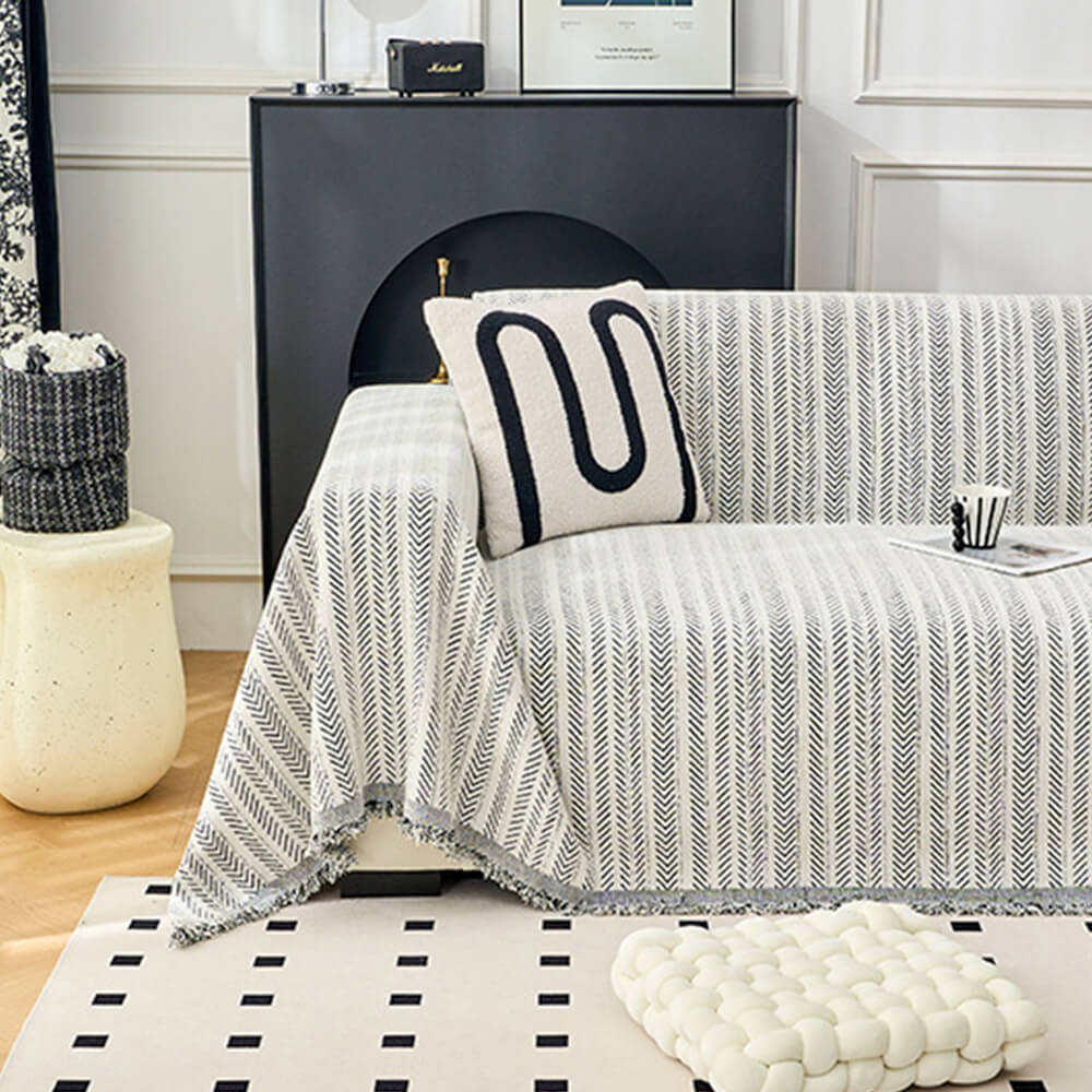 Elegante Fischgrät-Chenille-Textur Decke für Sofa