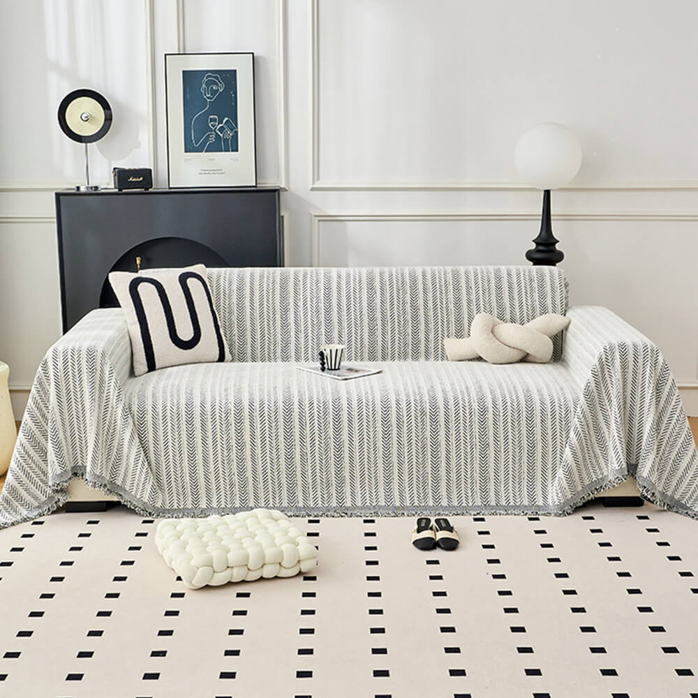 Elegante Fischgrät-Chenille-Textur Decke für Sofa