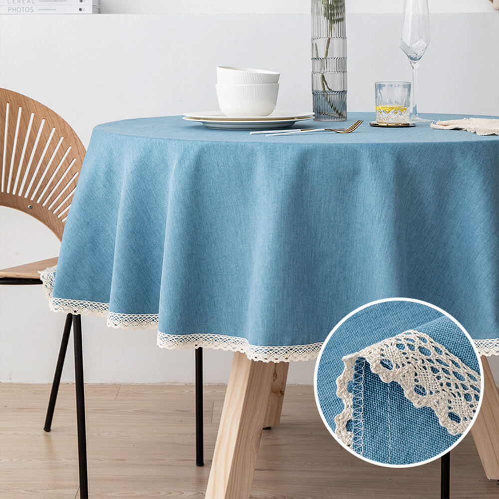 Minimalistische Leinen wasserdichte und ölresistente pflegeleichte runde Tischdecke