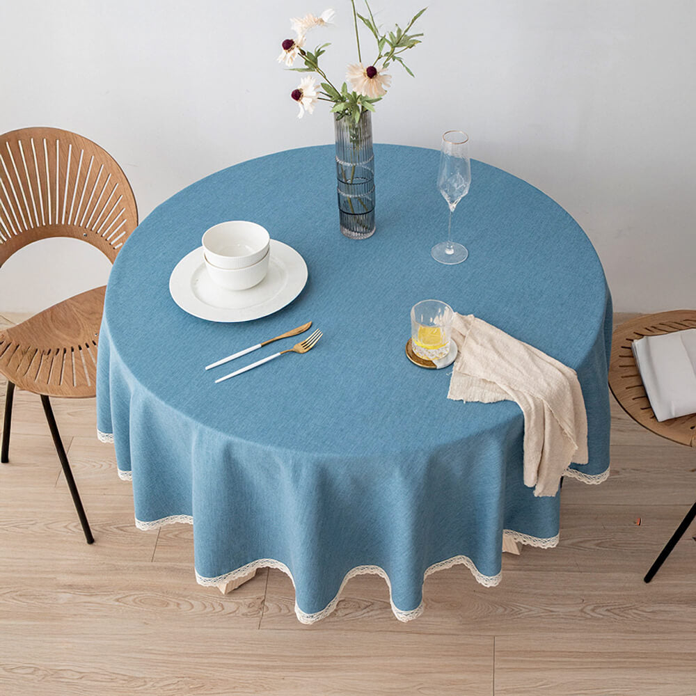 Minimalistische Leinen wasserdichte und ölresistente pflegeleichte runde Tischdecke