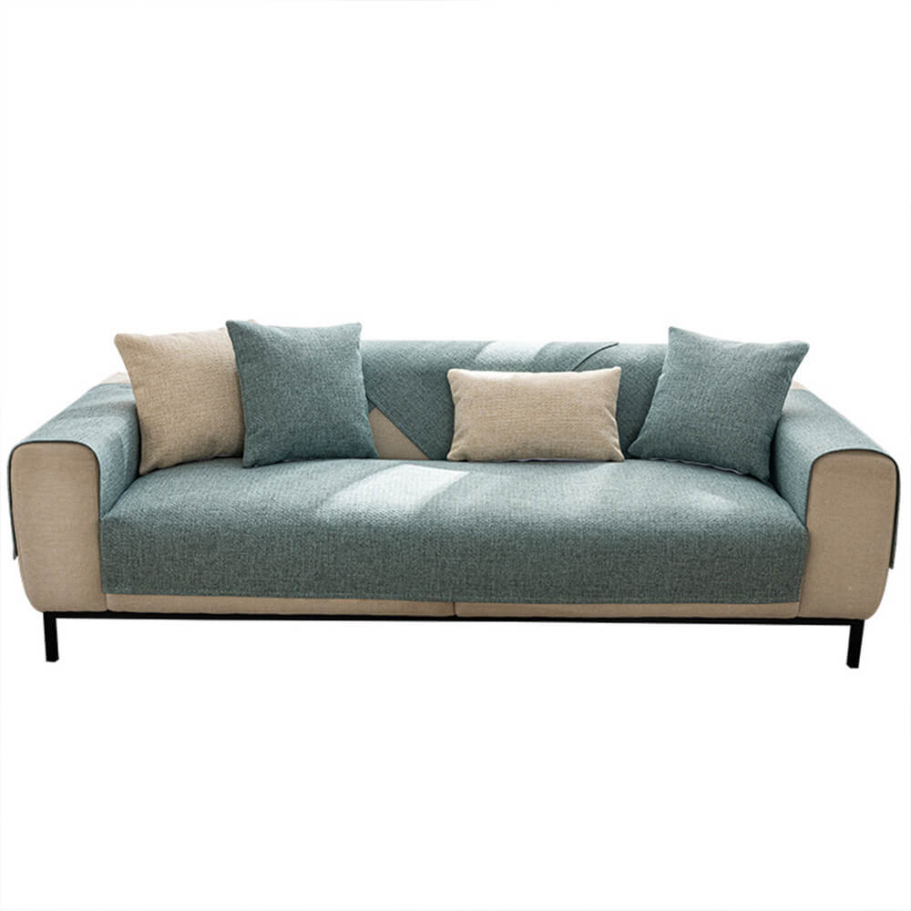 Minimalistischer Einfarbiger Atmungsaktiver Sofabezug aus Leinen