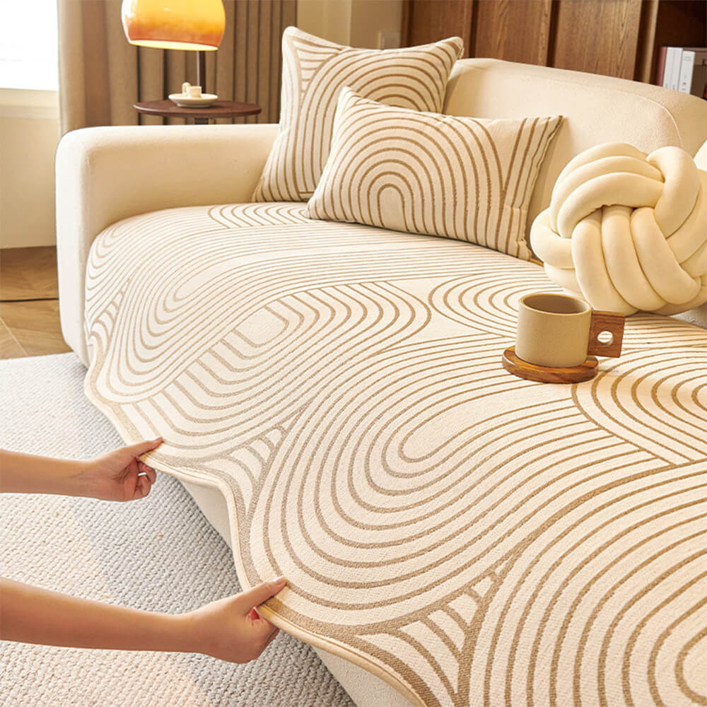 Modern Lines Chenille Künstlerischer Sofa-Schutz Irregulärer Couchbezug