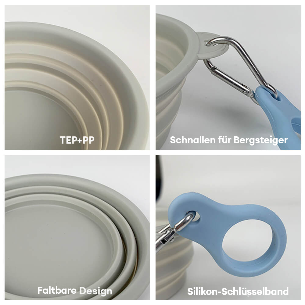 Tragbare faltbare erweiterbare Silikon-Hundernährungs- und Wasserschüssel