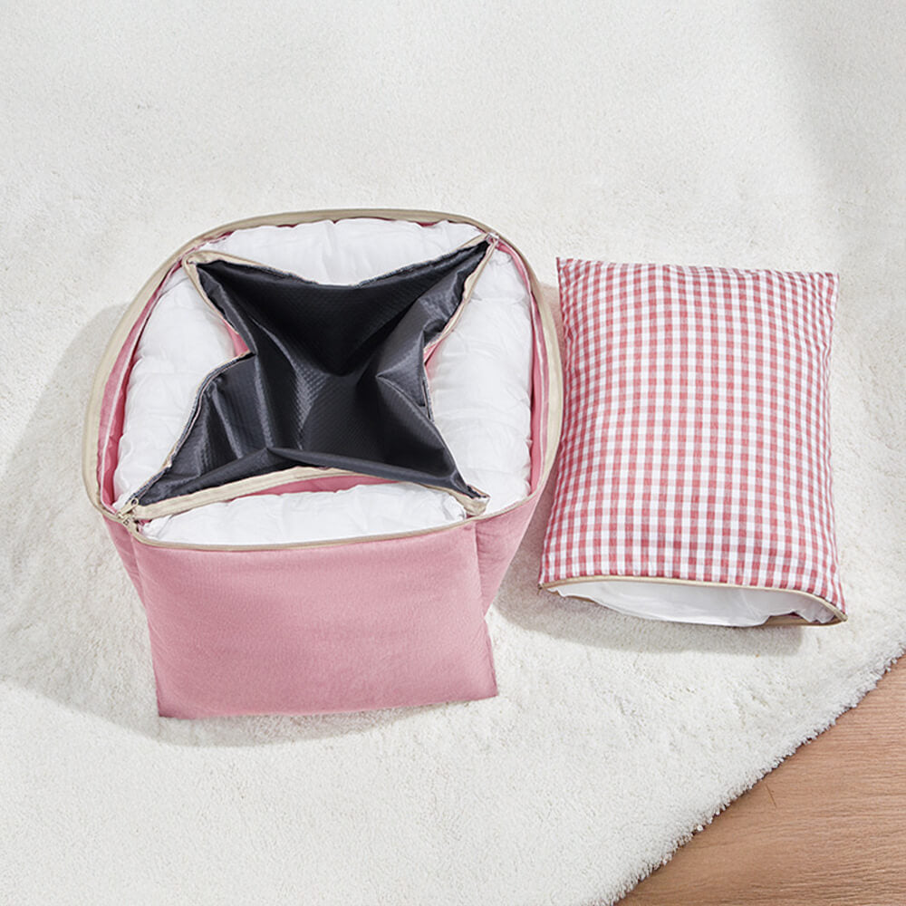 Stylisches Rüschendes Verstärktes Rückenpolster Waschbares Hunde- & Katzen-Sofabett