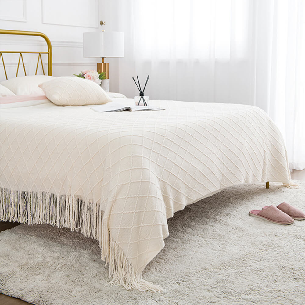 Stilvolle Quaste gestrickte Sofadecke dekorative Home Throw