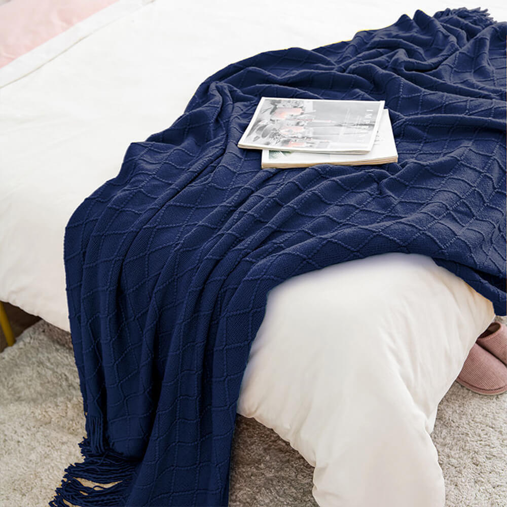 Stilvolle Quaste gestrickte Sofadecke dekorative Home Throw