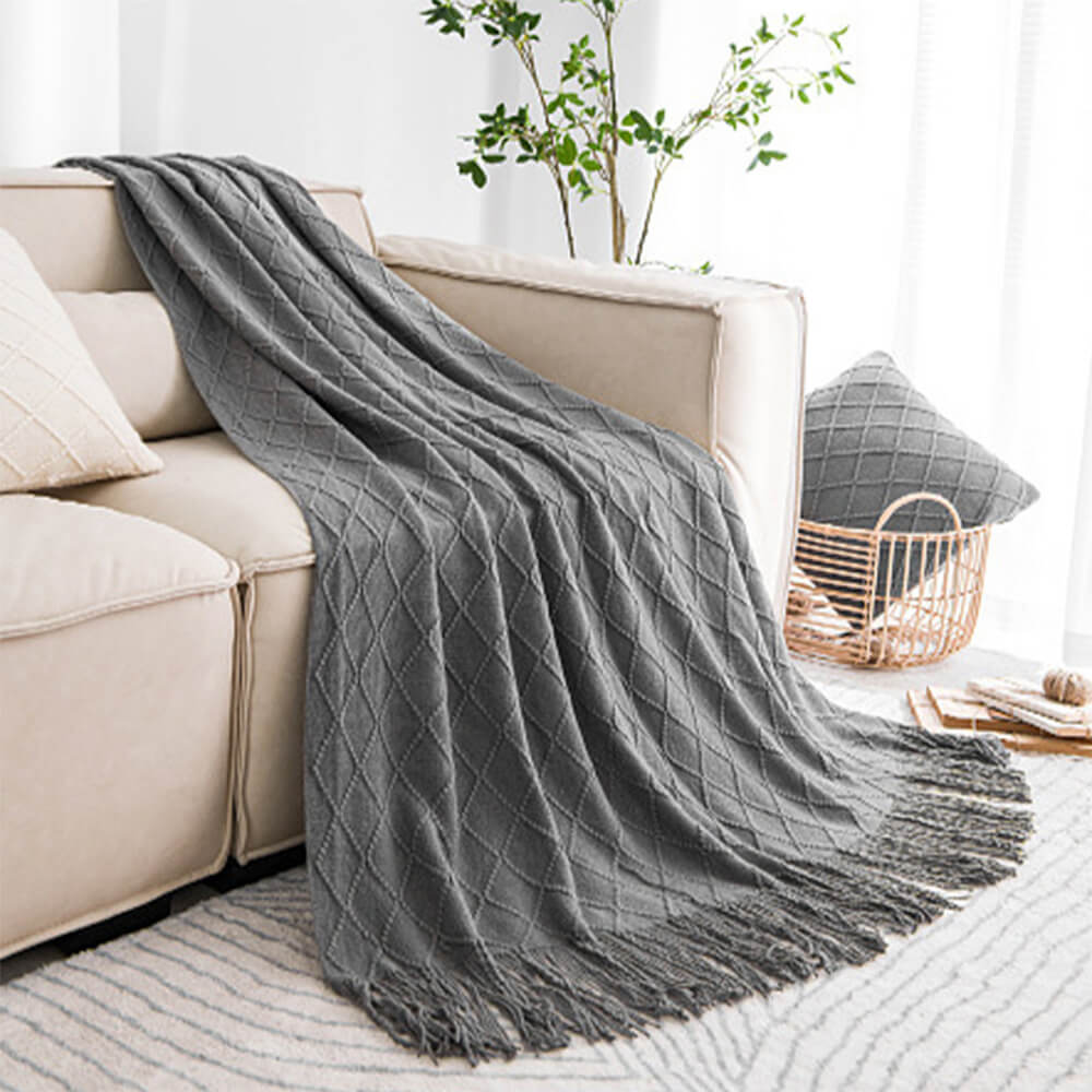 Stilvolle Quaste gestrickte Sofadecke dekorative Home Throw