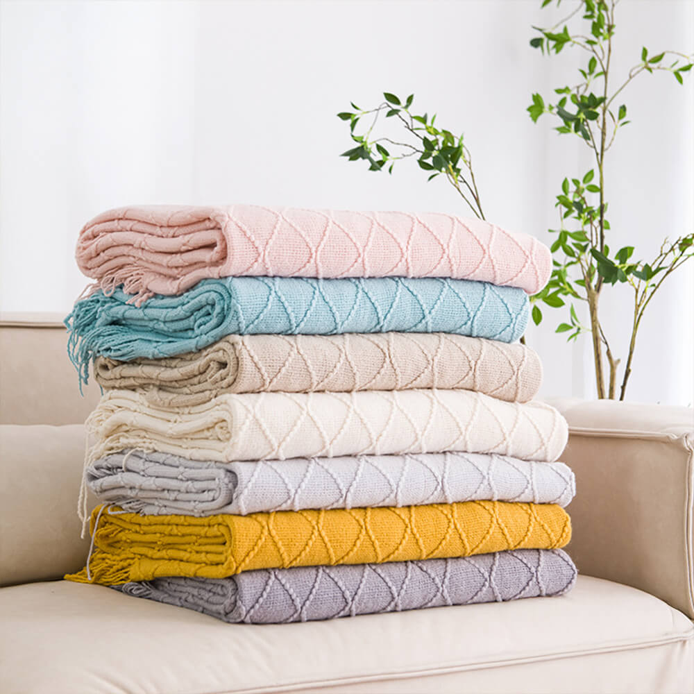 Stilvolle Quaste gestrickte Sofadecke dekorative Home Throw