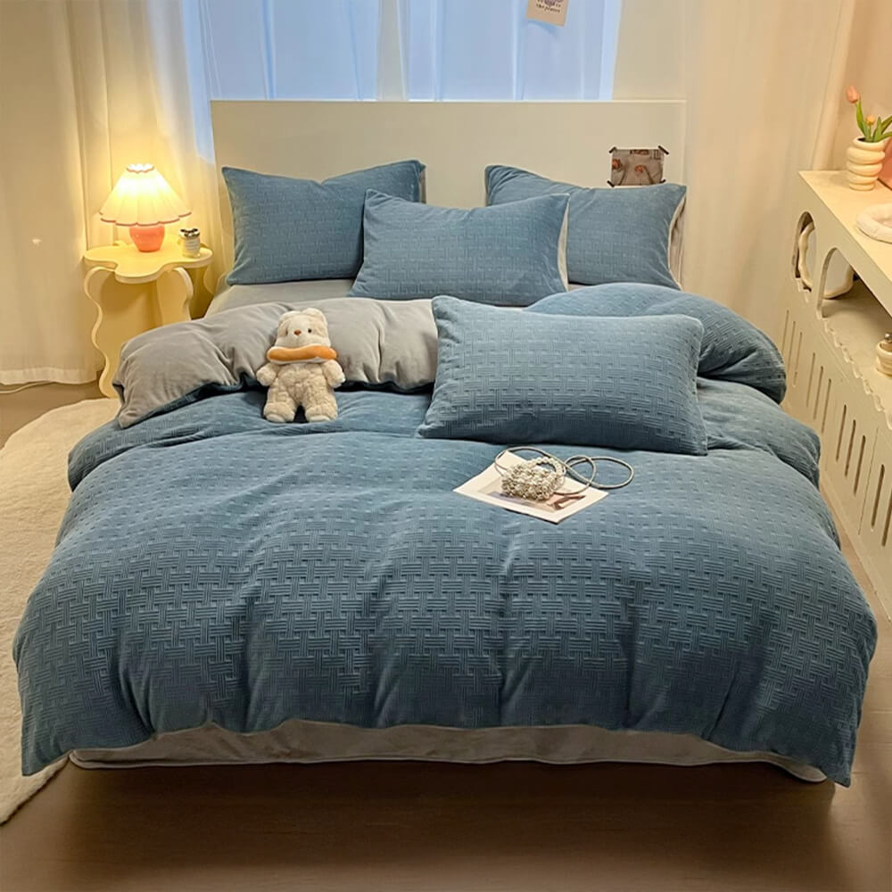 Ultraweiches Warmes Bettlakenset aus Milchsamt mit gewebter Textur