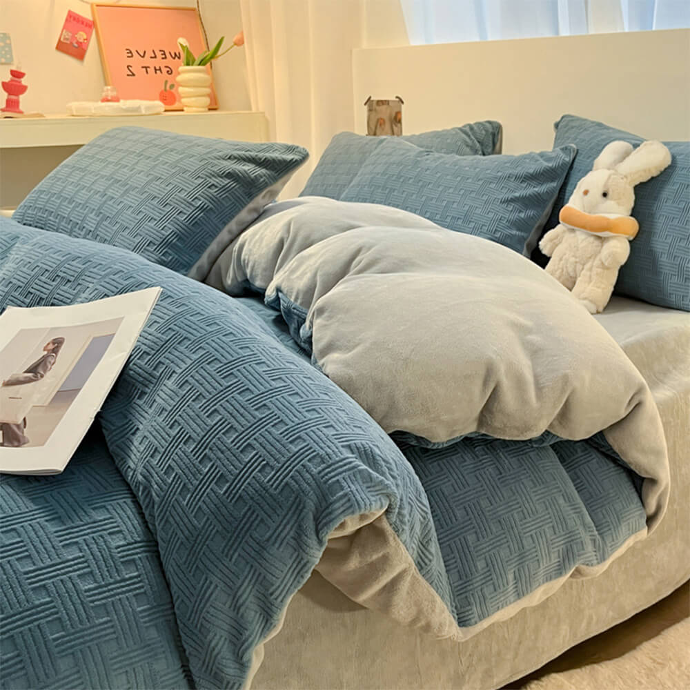 Ultraweiches Warmes Bettlakenset aus Milchsamt mit gewebter Textur