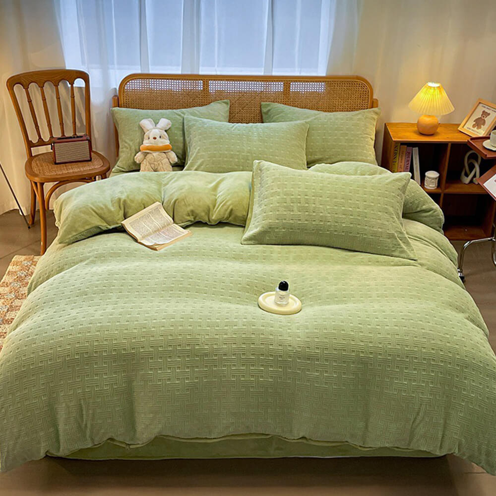 Ultraweiches Warmes Bettlakenset aus Milchsamt mit gewebter Textur