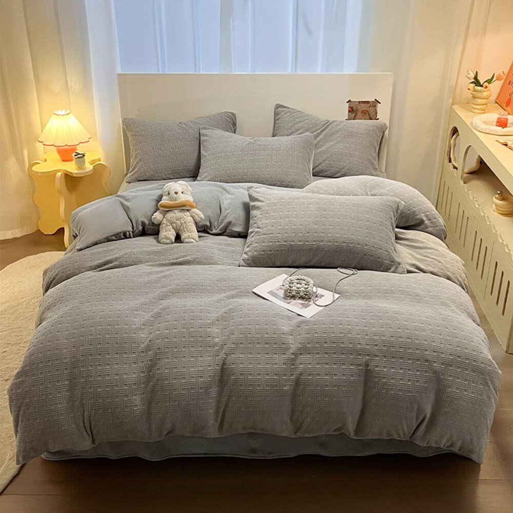 Ultraweiches Warmes Bettlakenset aus Milchsamt mit gewebter Textur
