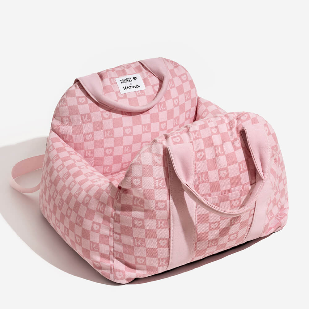 FunnyFuzzy X Klarna | Großes Rosa Autositzbett Sicherheit auf Reisen für Hunde