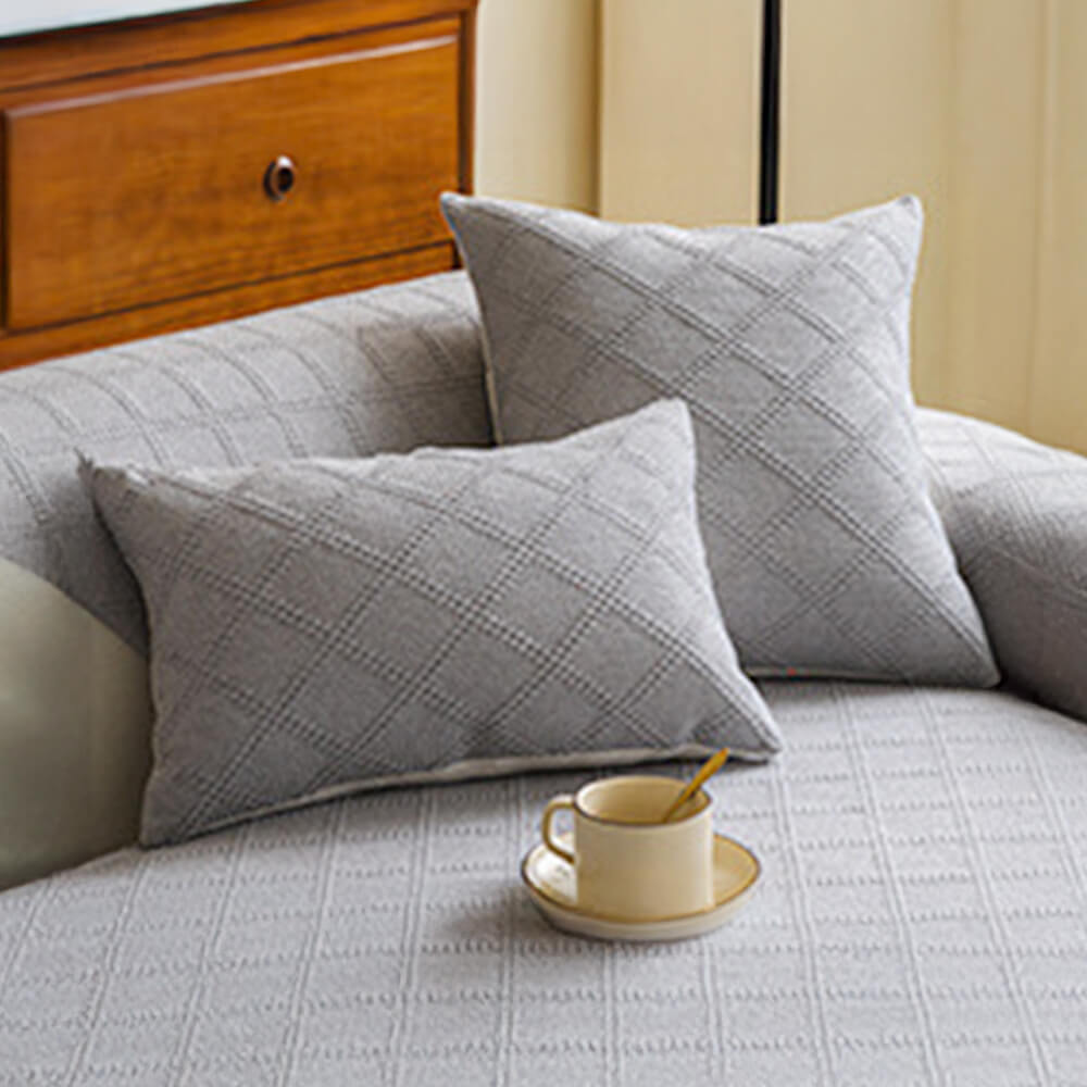Moderner Doppelseitiger Sofabezug aus Hochdicht Gewebtem Baumwollleinen mit Rautenmuster