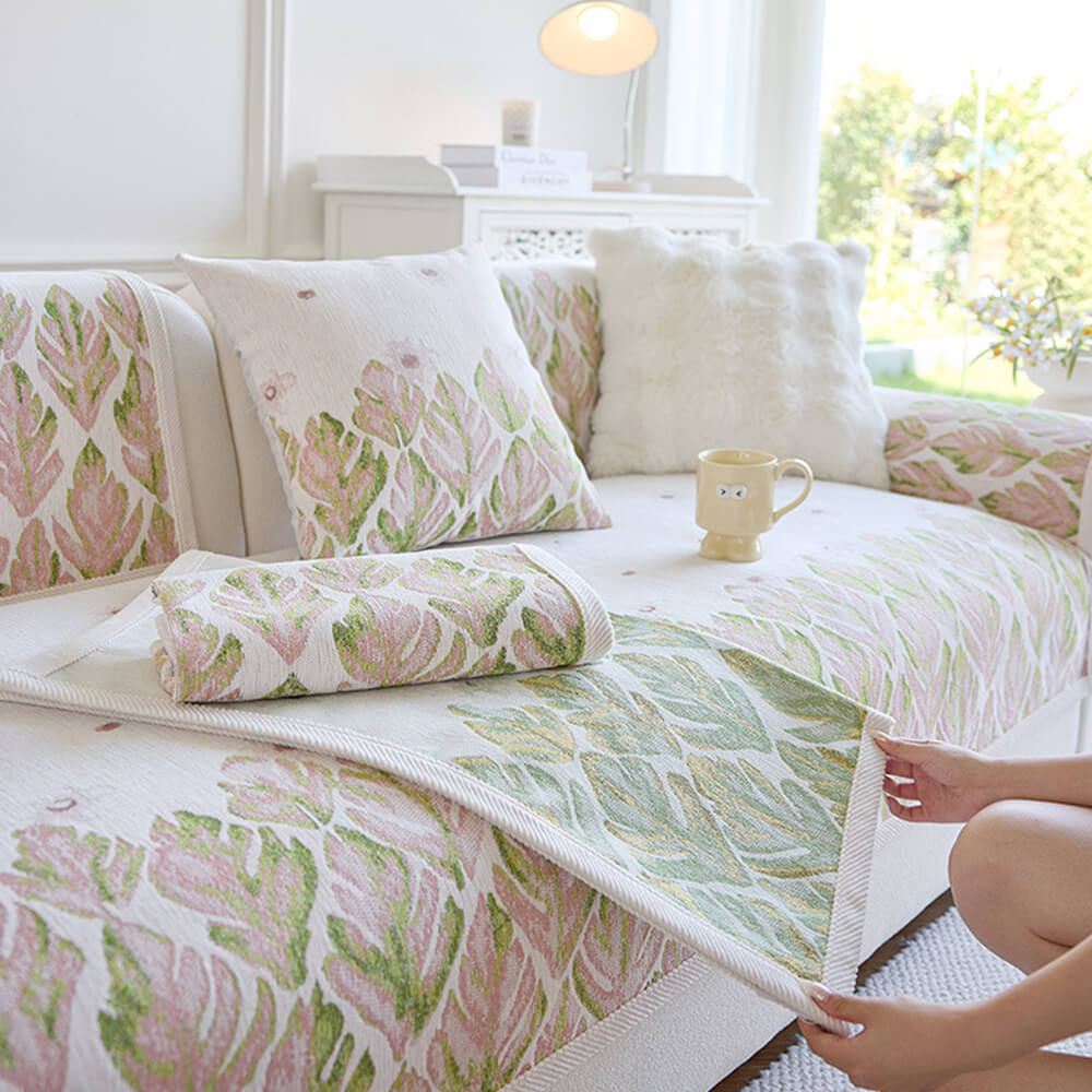 Chenille Romantisches Botanisches Design Bequemer Couchbezug