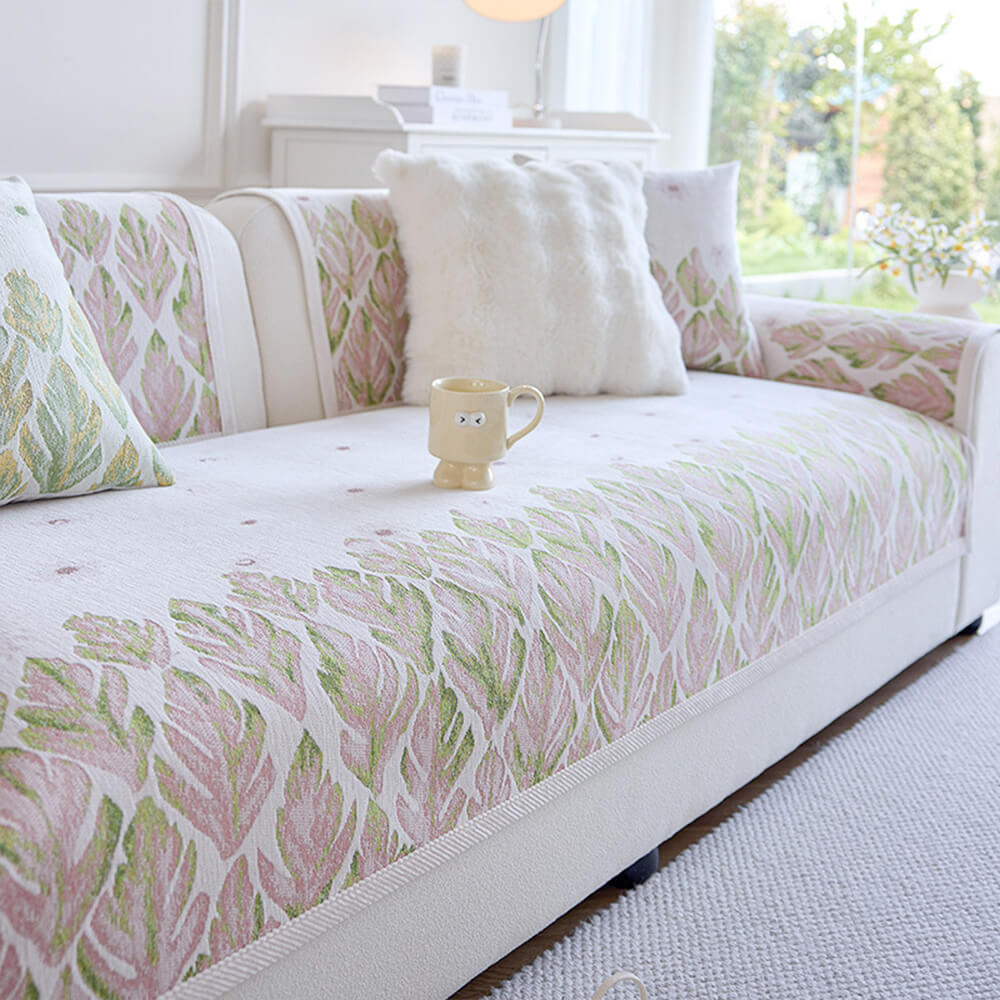 Chenille Romantisches Botanisches Design Bequemer Couchbezug