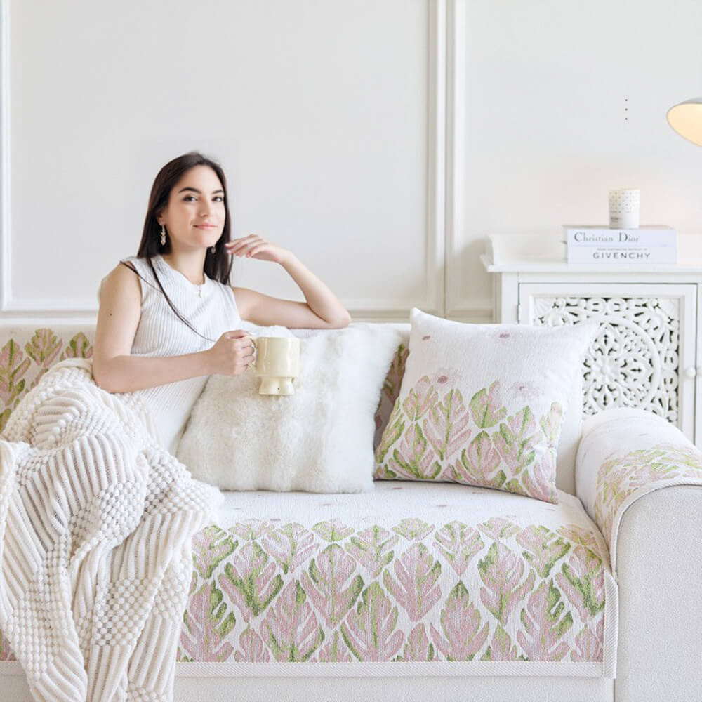 Chenille Romantisches Botanisches Design Bequemer Couchbezug