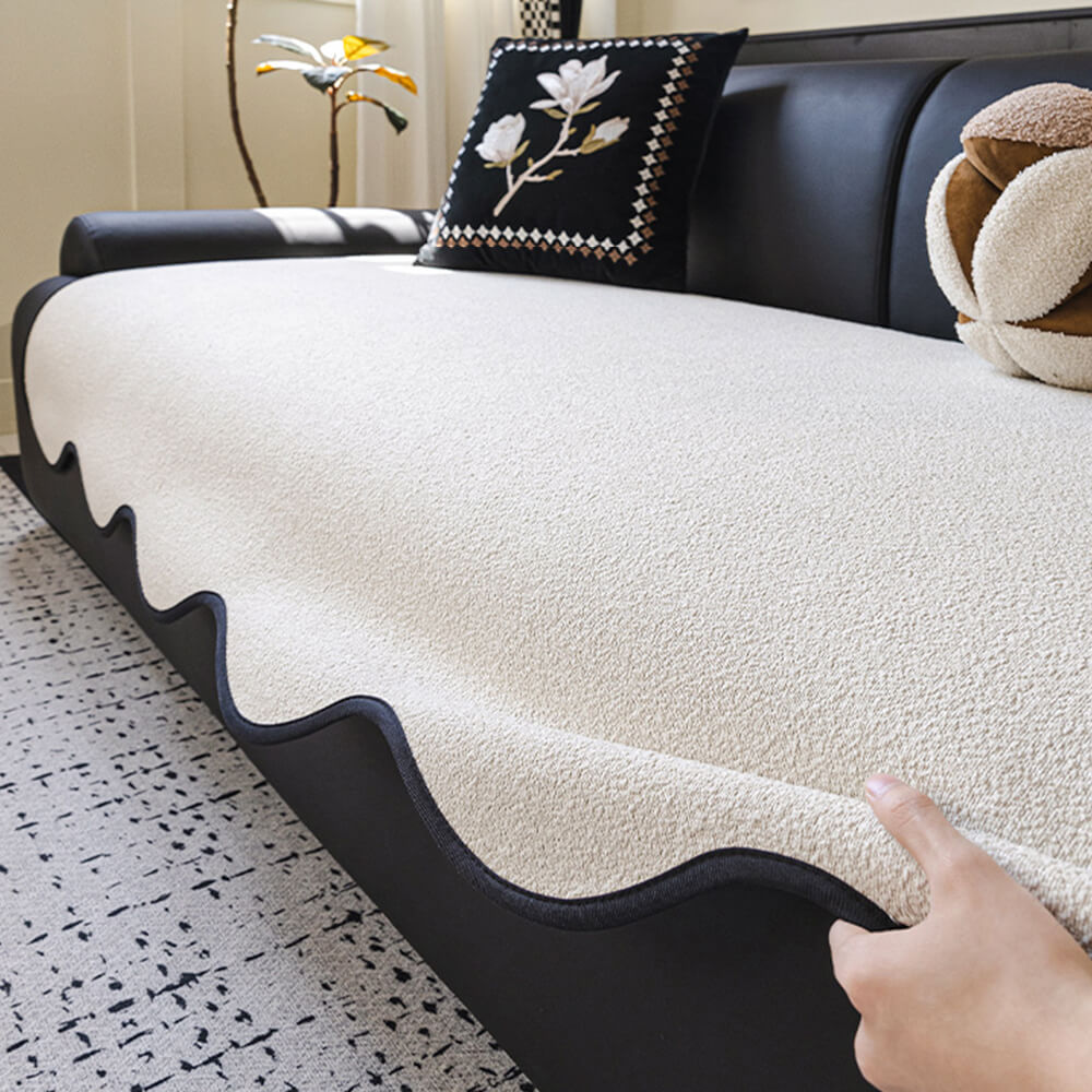 Wasserabweisender Teddyfleece Outdoor Sofaüberwurf mit rutschfester Rückseite – gerade Ausführung