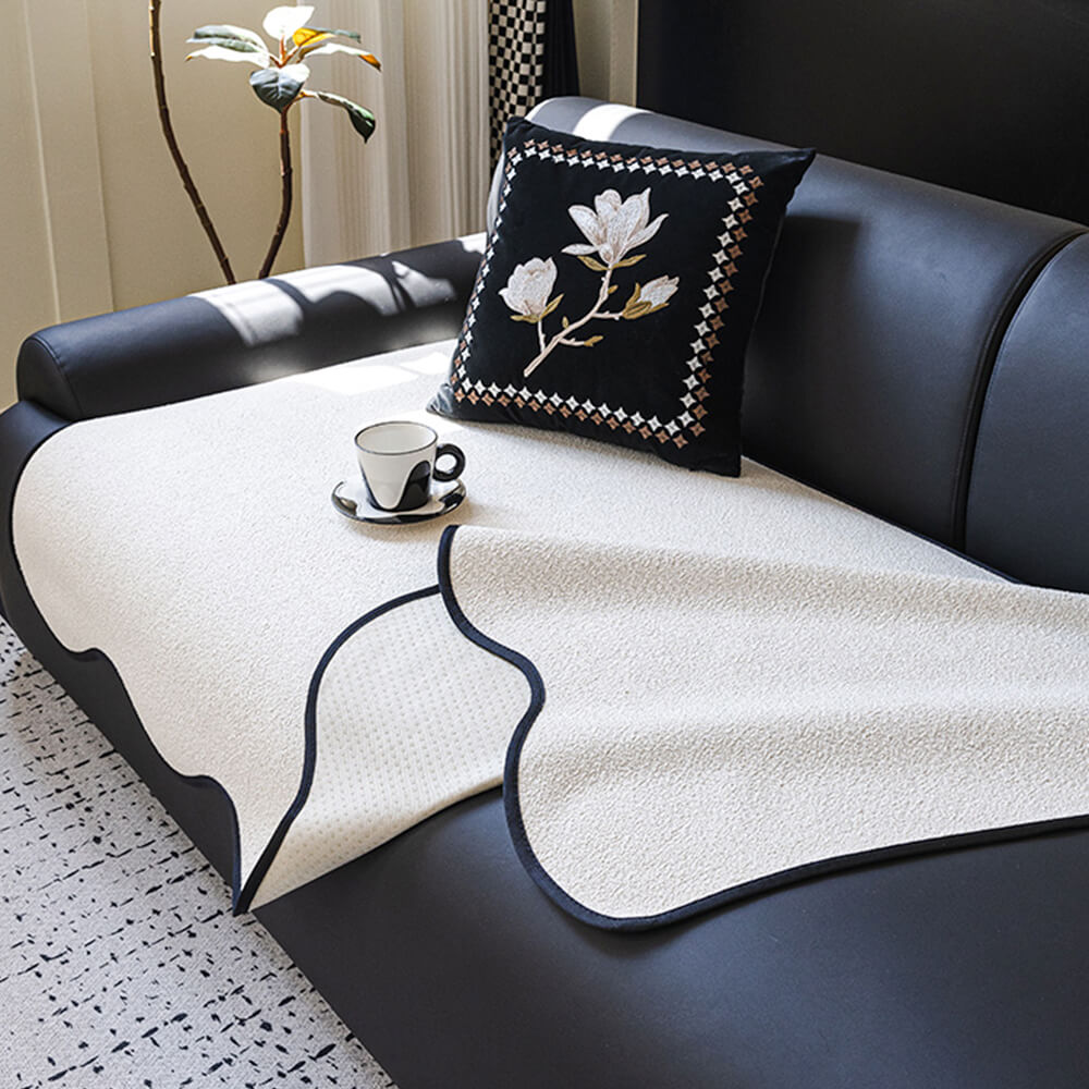 Wasserabweisender Teddyfleece Outdoor Sofaüberwurf mit rutschfester Rückseite – gerade Ausführung