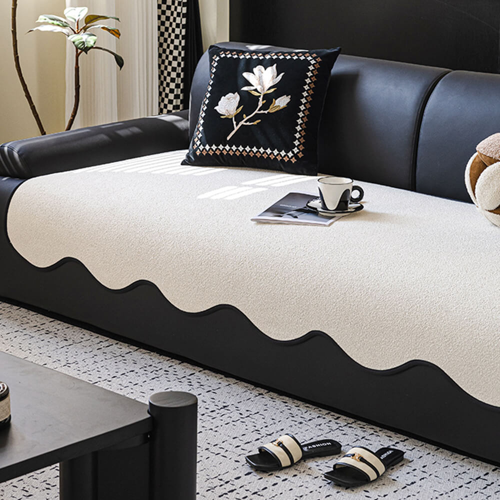 Wasserabweisender Teddyfleece Outdoor Sofaüberwurf mit rutschfester Rückseite – gerade Ausführung