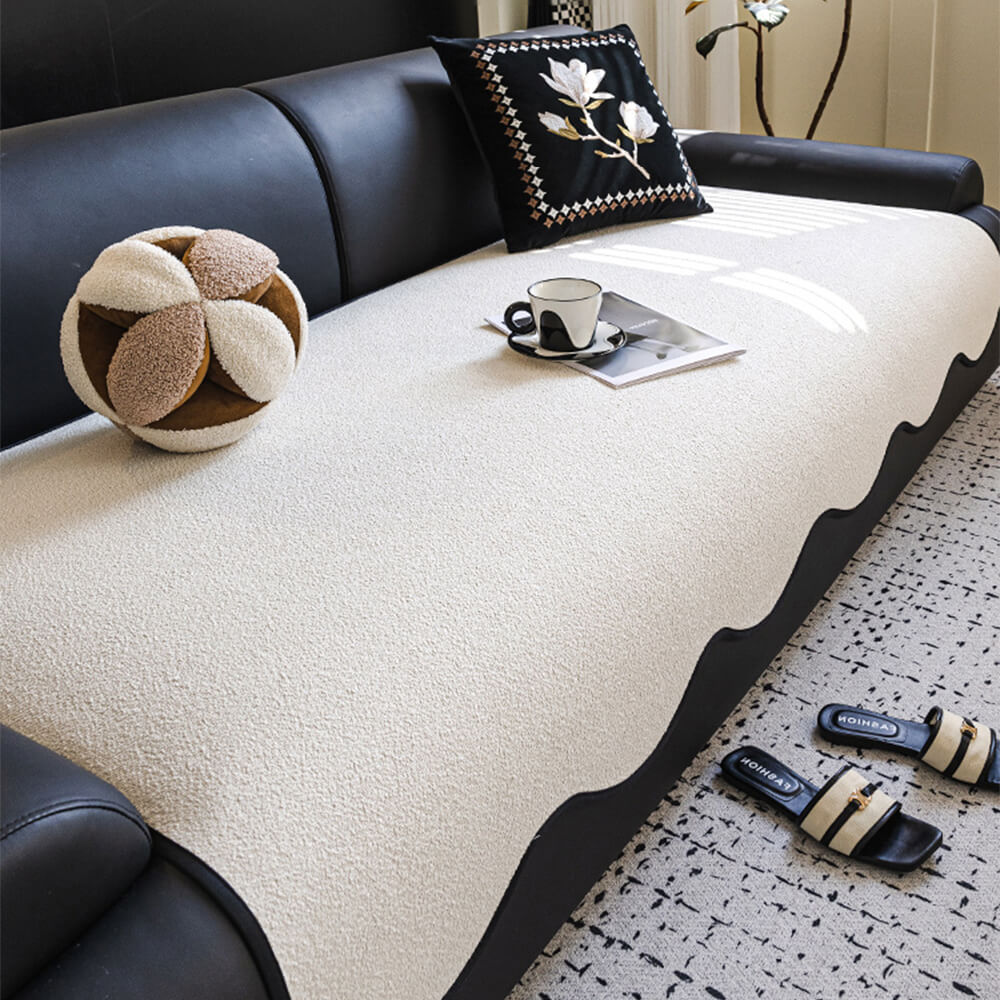 Wasserabweisender Teddyfleece Outdoor Sofaüberwurf mit rutschfester Rückseite – gerade Ausführung