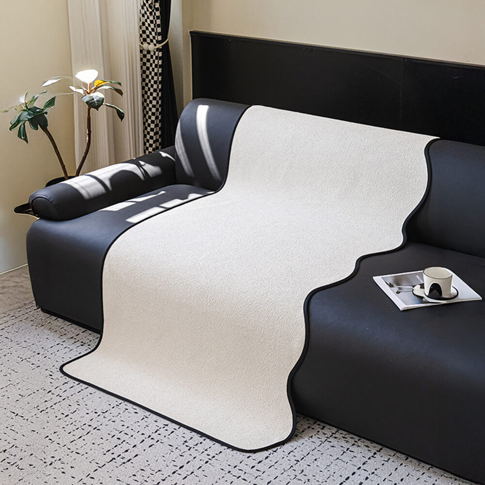 Wasserabweisender Teddyfleece Outdoor Sofaüberwurf mit rutschfester Rückseite – gerade Ausführung