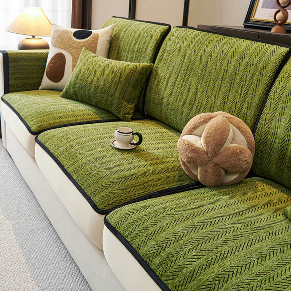 Klassischer Retro Stretch Chenille Sofaüberwurf – Voller Schutz mit elegantem Design