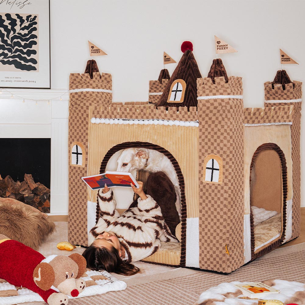 FUNNYFUZZY Gemütliches Orthopädisches Indoor-Spielzelt Hundezeltbett - Märchenhaftes Traumland