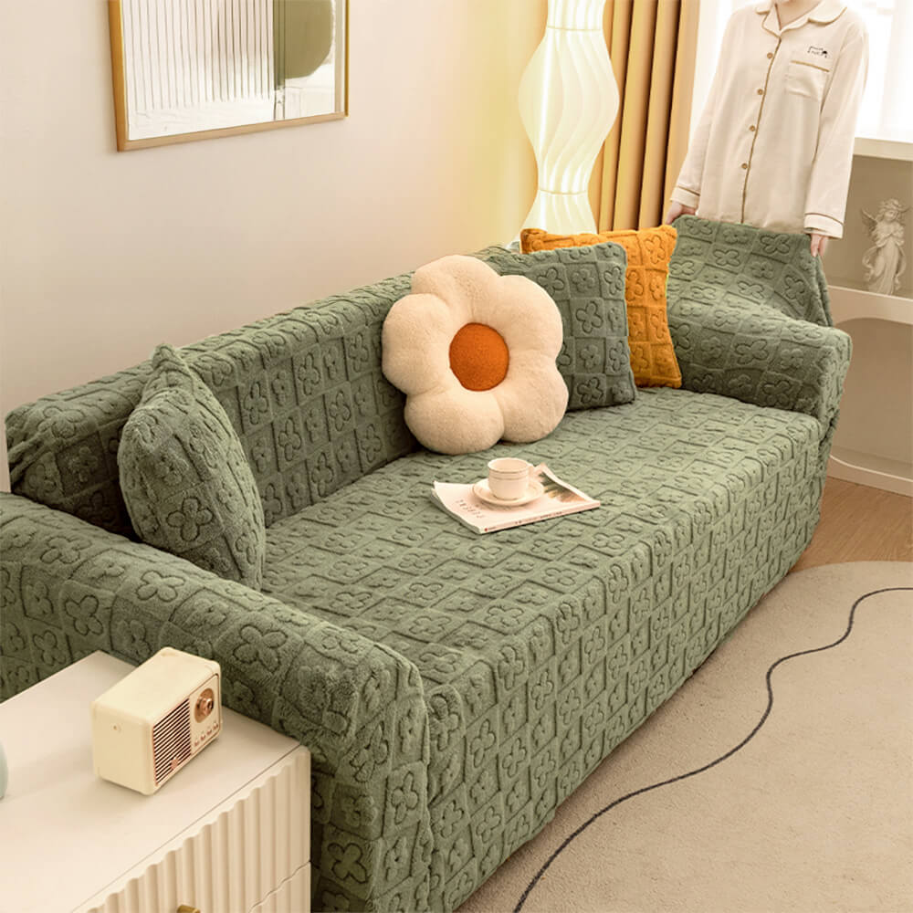 Jacquard-Fleece mit Blumenmuster für einen warmen Sofabezug