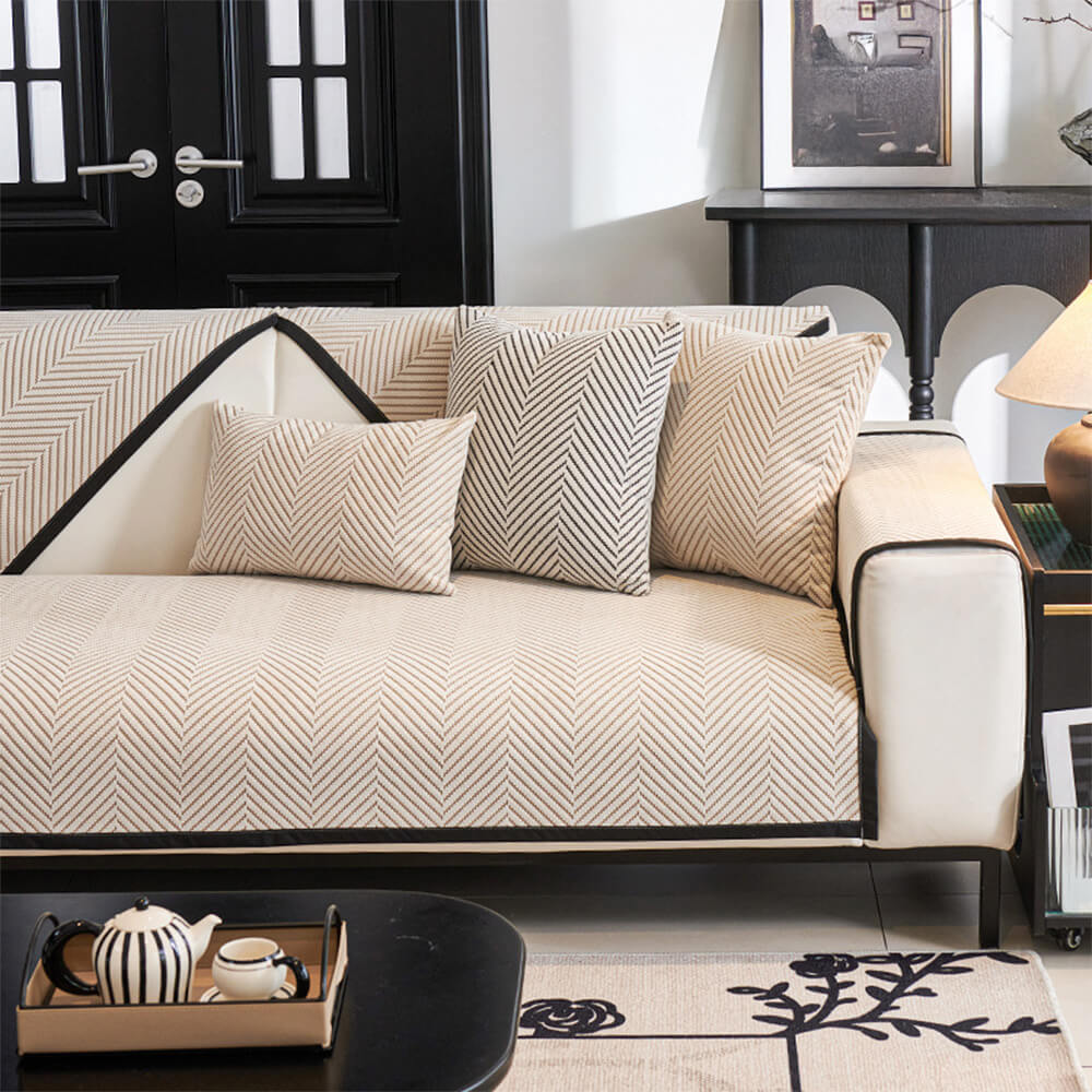 Zweifarbige Gewebte Fischgrät-Haustextil Hautfreundliche Polarfleece-Sofabezug