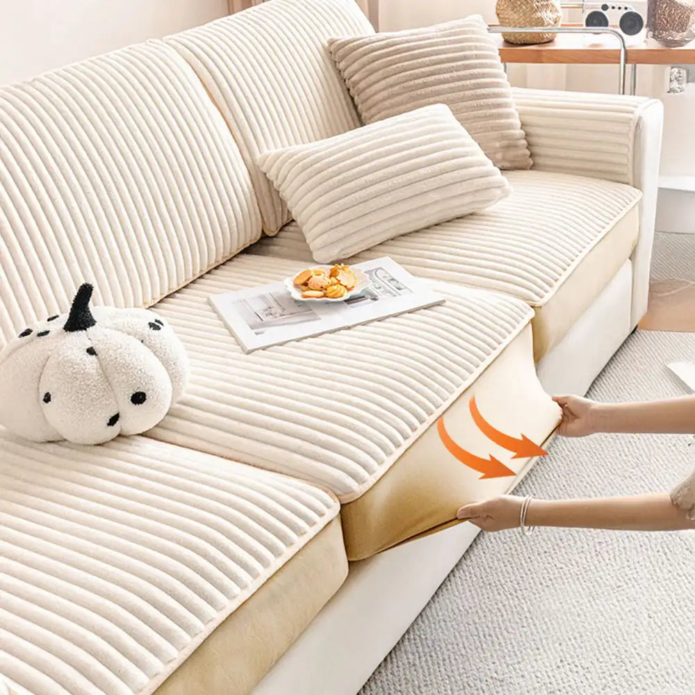 Fashion Gerade Plüsch Bequeme Sofa Schützende Dehnungs Magische Couchbezug