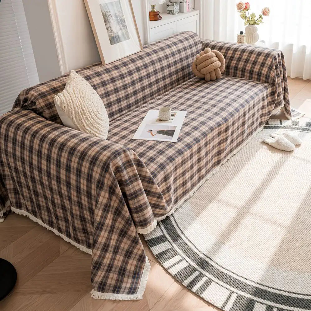 Festliche Karomuster Farbblock Sofa Dekoration Couchbezug