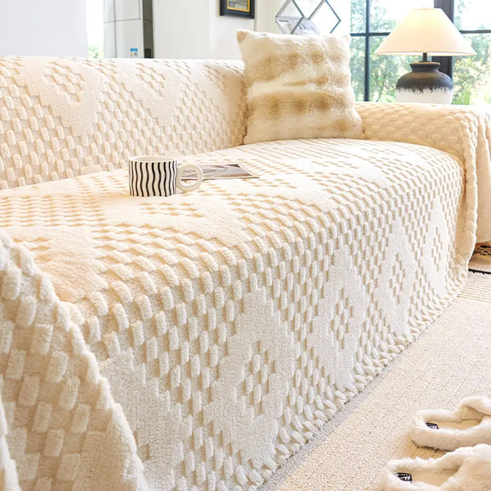 Flauschiger, verdickter Jacquard-Velours Couchbezug – kratzfest & langlebig