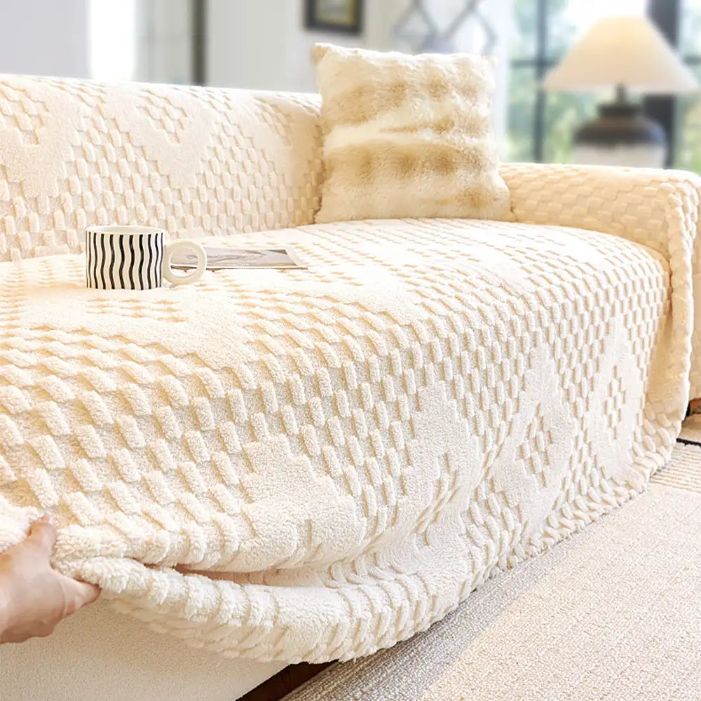 Flauschiger, verdickter Jacquard-Velours Couchbezug – kratzfest & langlebig