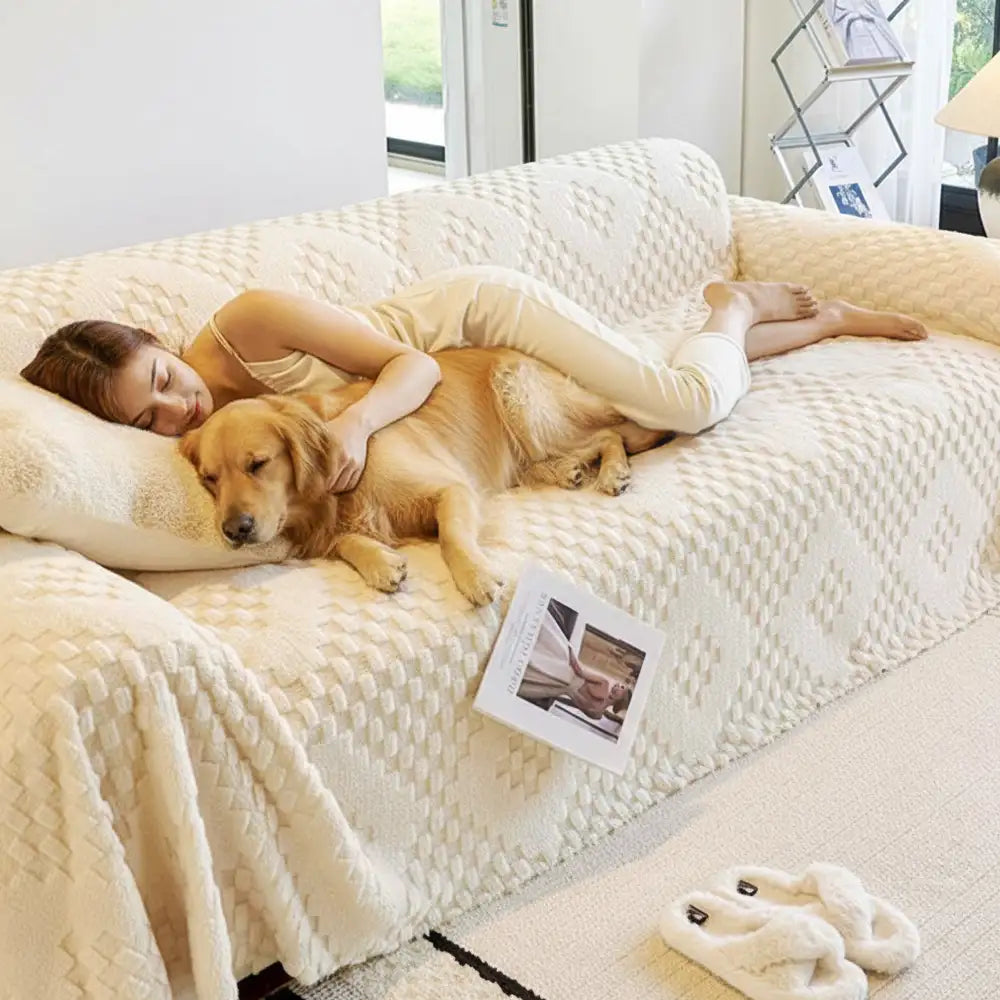 Fluffy Jacquard-Velours kratzfest verdickte Sofa-Decke Couchbezug