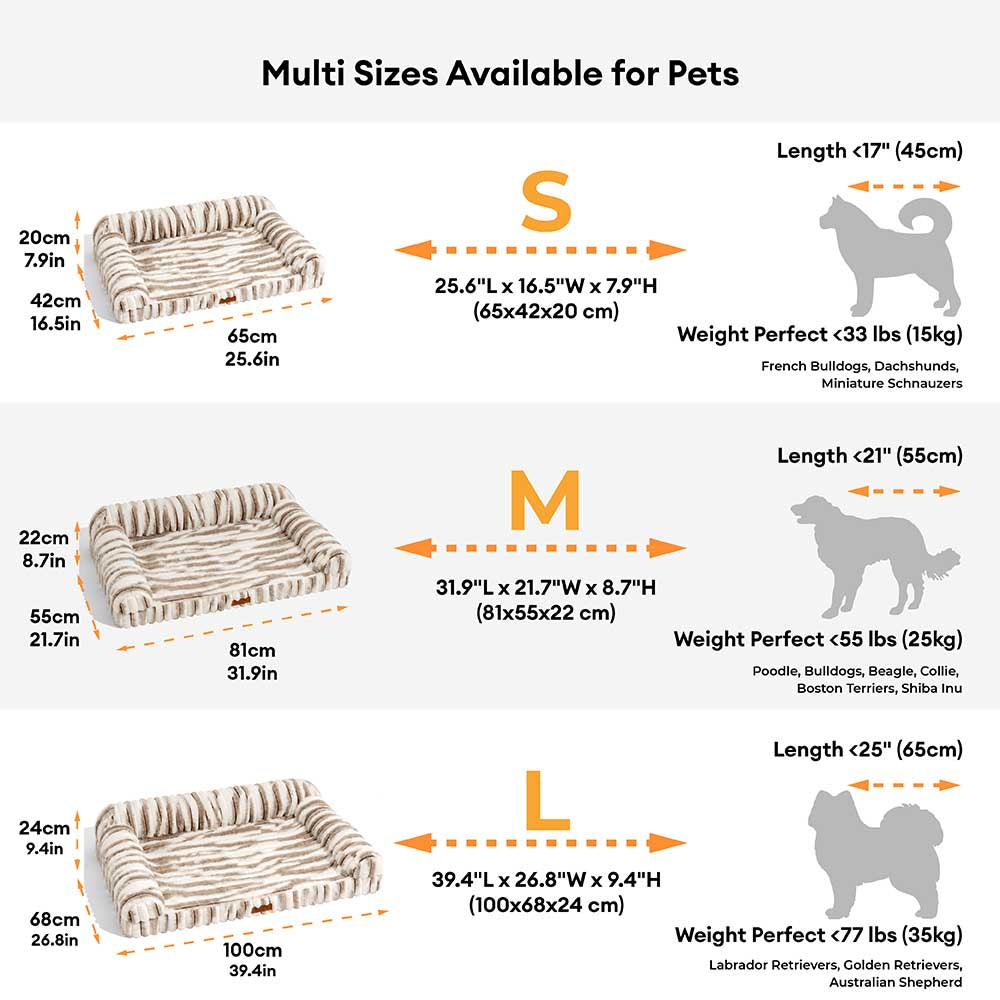 Fluffy Gestreiftes Orthopädisches Hundebett - Luxus Komfort