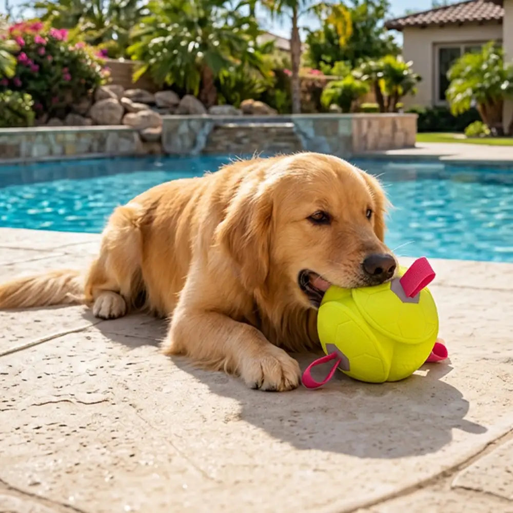 Fußball-Schwimmspielzeug für Hunde mit Riemen