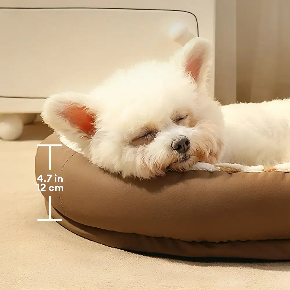 Geometrisches Wellenmuster Kunstleder Warm Abnehmbares und Waschbares Hundebett