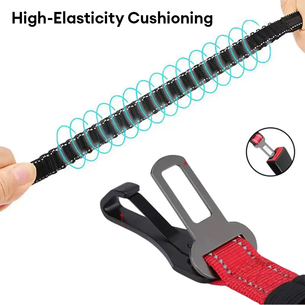 3 in 1 Hundesitzgurt mit Bungee und 360° verriegelbarem Schnallen- und Hakenverschluss