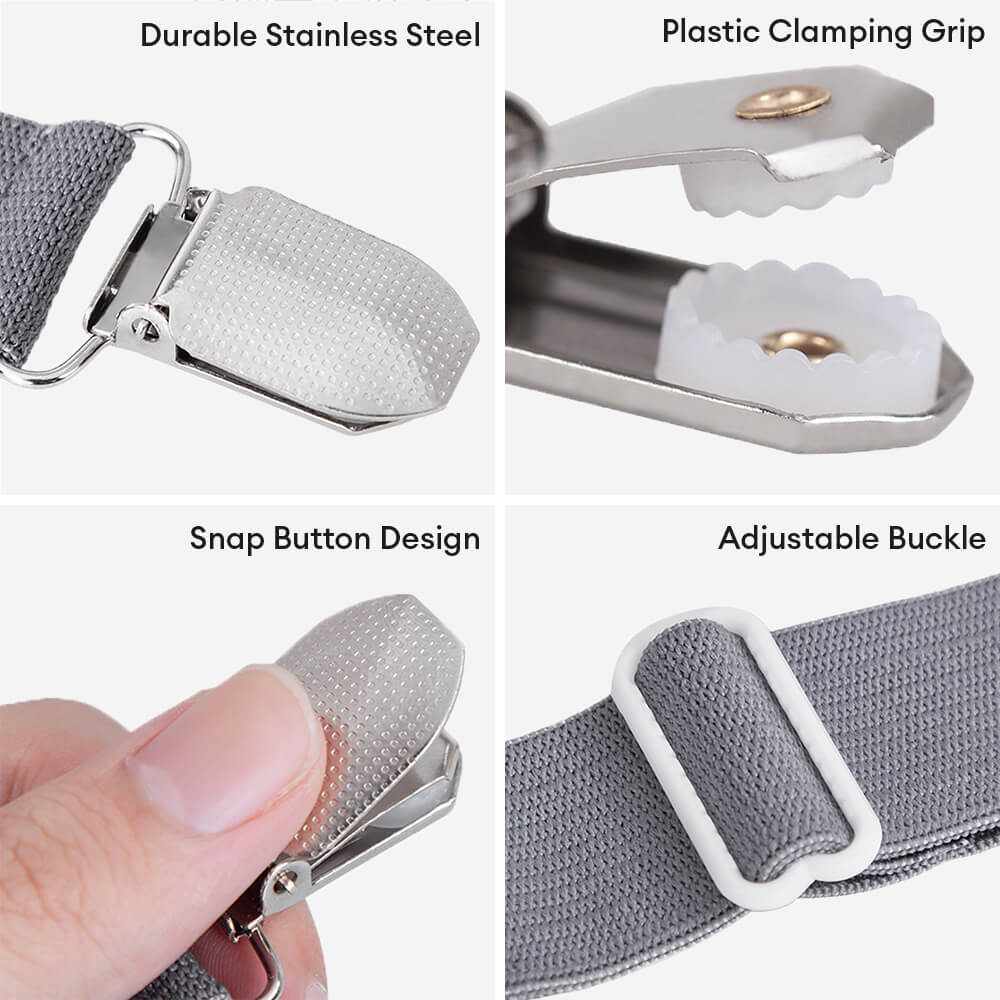 Verstellbare rutschfeste elastische Bettlakenriemen mit Metallclips