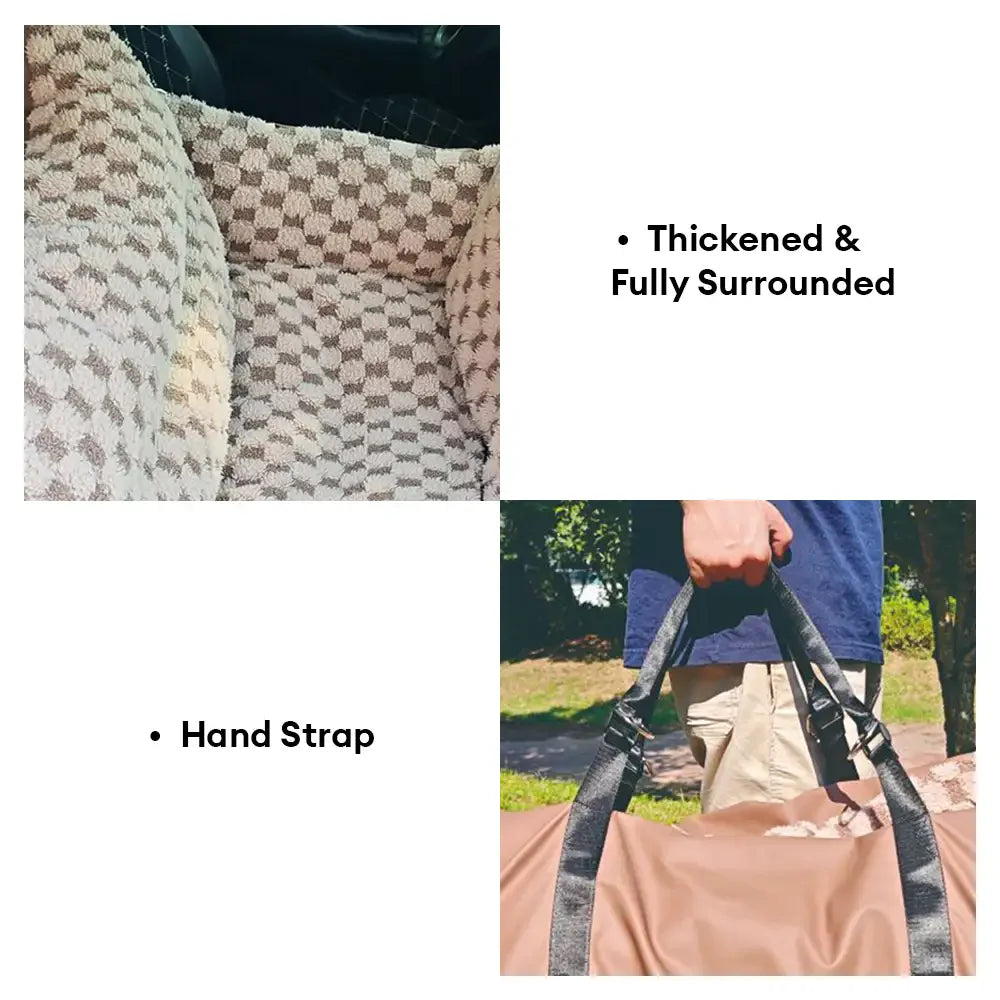 Schachbrett Kunstleder Sicherheits-Mittelkonsole Haustier Auto-Sitz und Träger 2-in-1