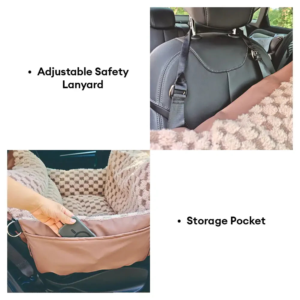 Schachbrett Kunstleder Sicherheits-Mittelkonsole Haustier Auto-Sitz und Träger 2-in-1