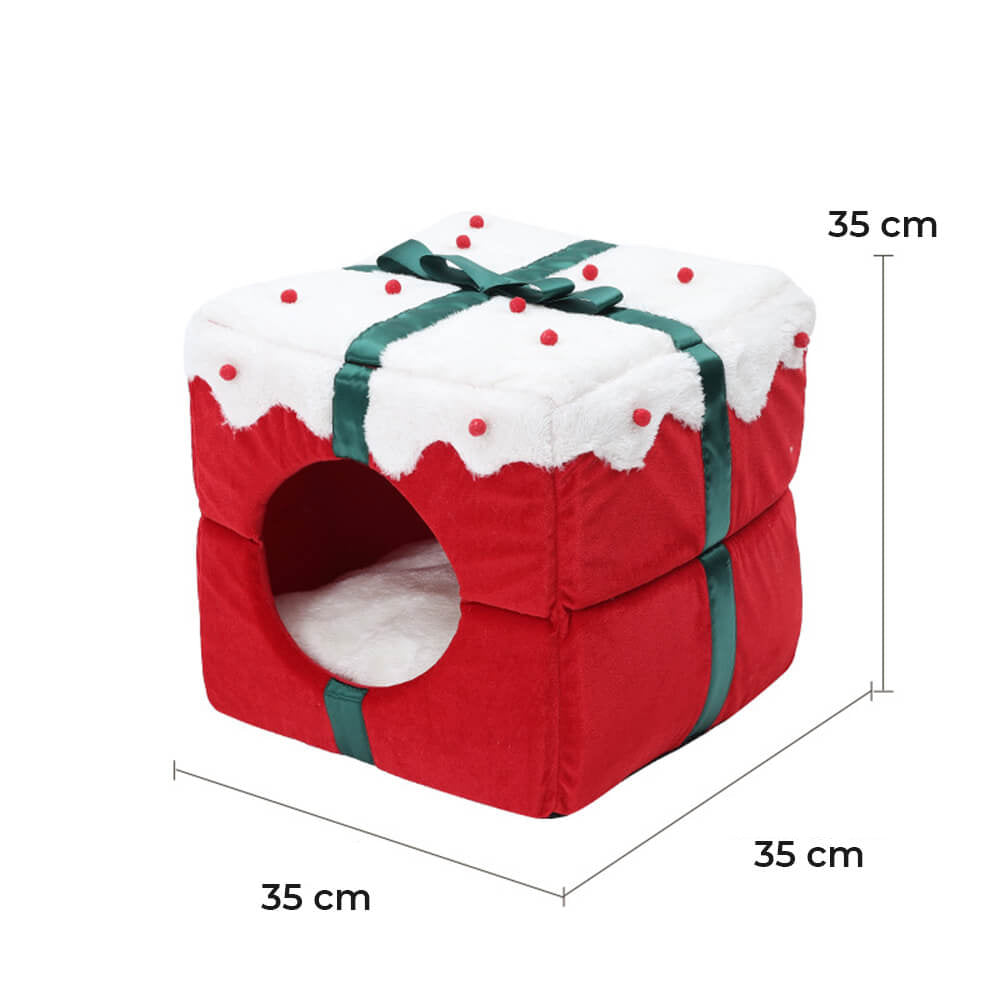 Weihnachtsgeschenkbox Warmes Halbgeschlossenes Höhlenbett für Hunde und Katzen