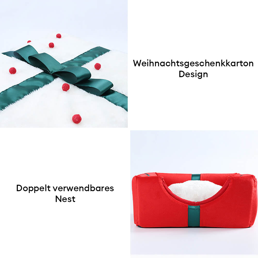 Weihnachtsgeschenkbox Warmes Halbgeschlossenes Höhlenbett für Hunde und Katzen