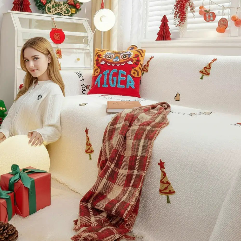 Weihnachtsbaum Schick Dickes Plüsch Sofa Decke Couchbezug