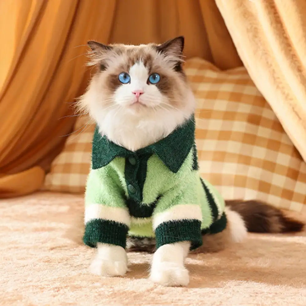 Farbblockierte gestreifte gefälschte Nerz-Fell-Warm-Dackel-Hundepullover geeignet für Welpen