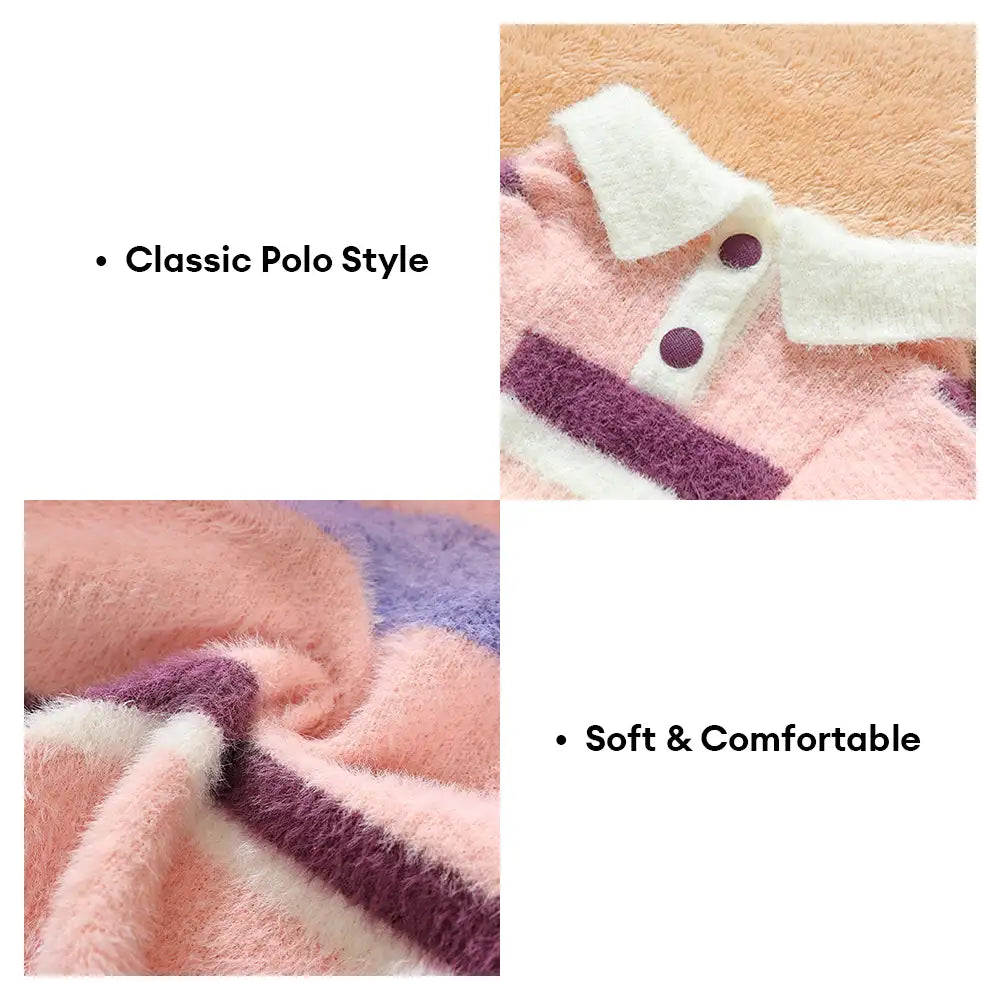 Farbblockierte gestreifte gefälschte Nerz-Fell-Warm-Dackel-Hundepullover geeignet für Welpen