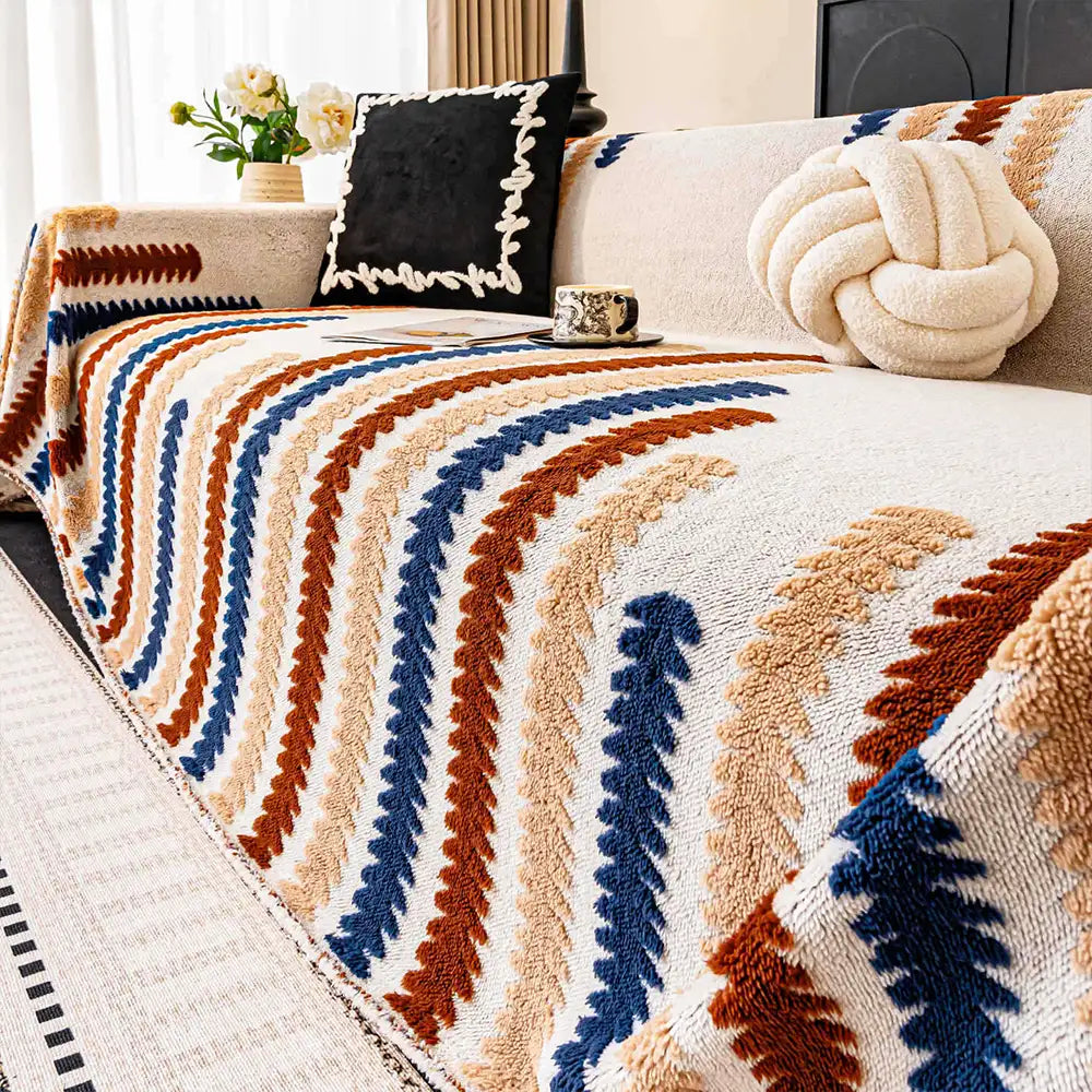 Bunte farbblockierte anti-Kratzer Plüsch Sofa-Schutzhülle